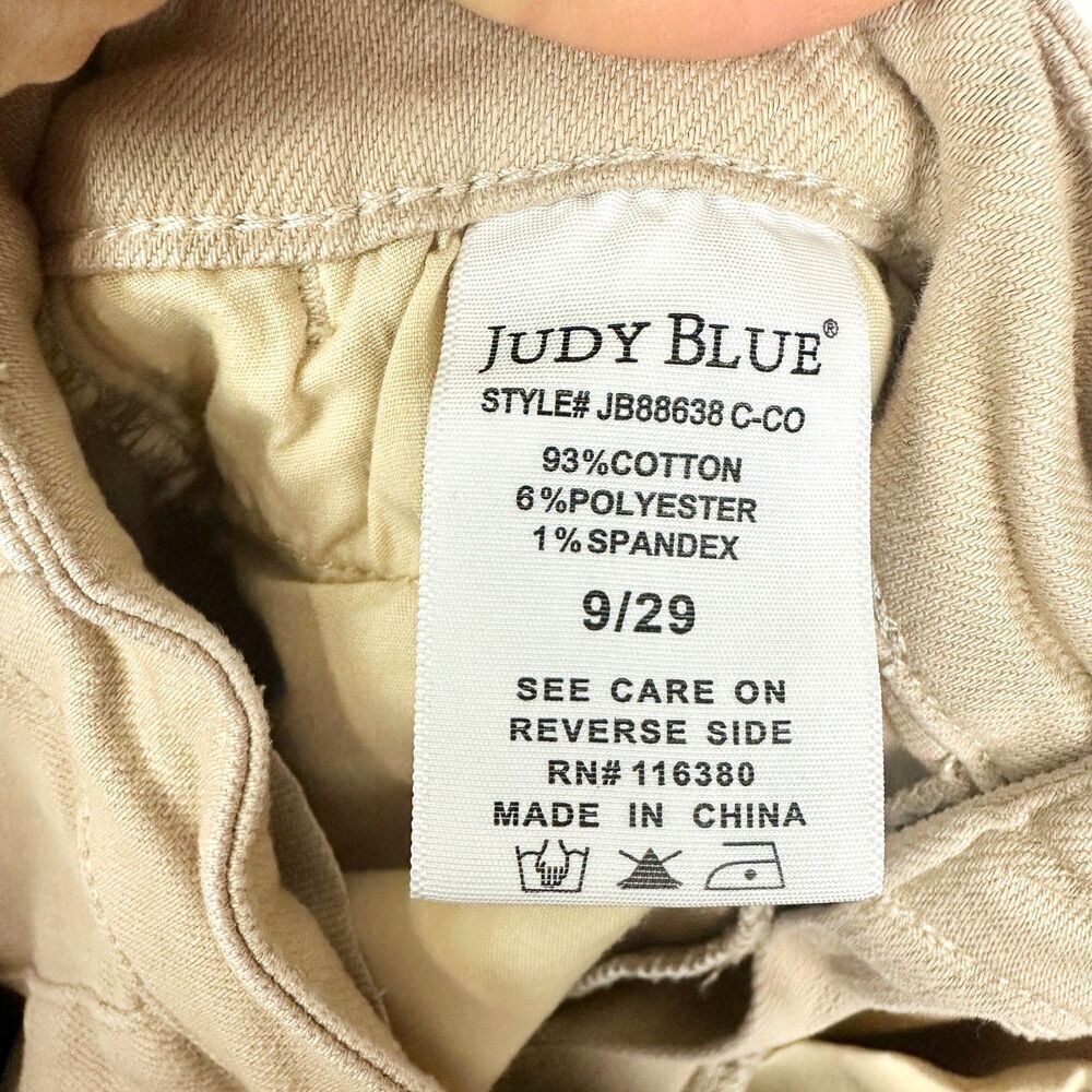 Judy Blue Garment Dyed Crop Wide Leg Jeans Size 9/29 Khaki Stretch Raw Hem - Picture 10 of 10